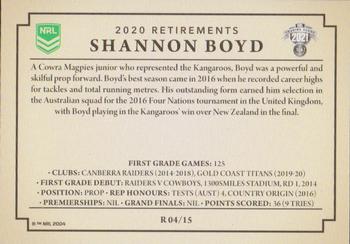 2021 NRL Traders - Retirements #R04 Shannon Boyd Back